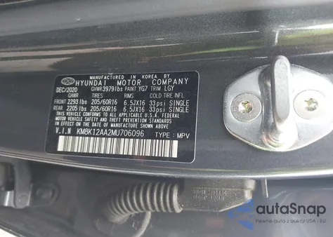 2021 Hyundai Kona Se из США, поврежденный, VIN KM8K12AA2MU706096